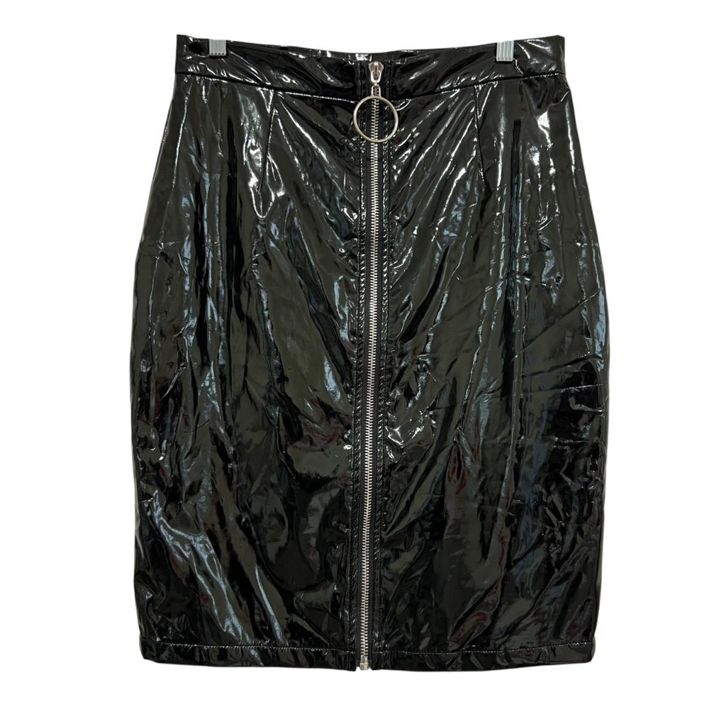 Disturbia Black Vinyl Pencil Skirt Back Zip Knee Length US Size 10 - Picture 5 of 13